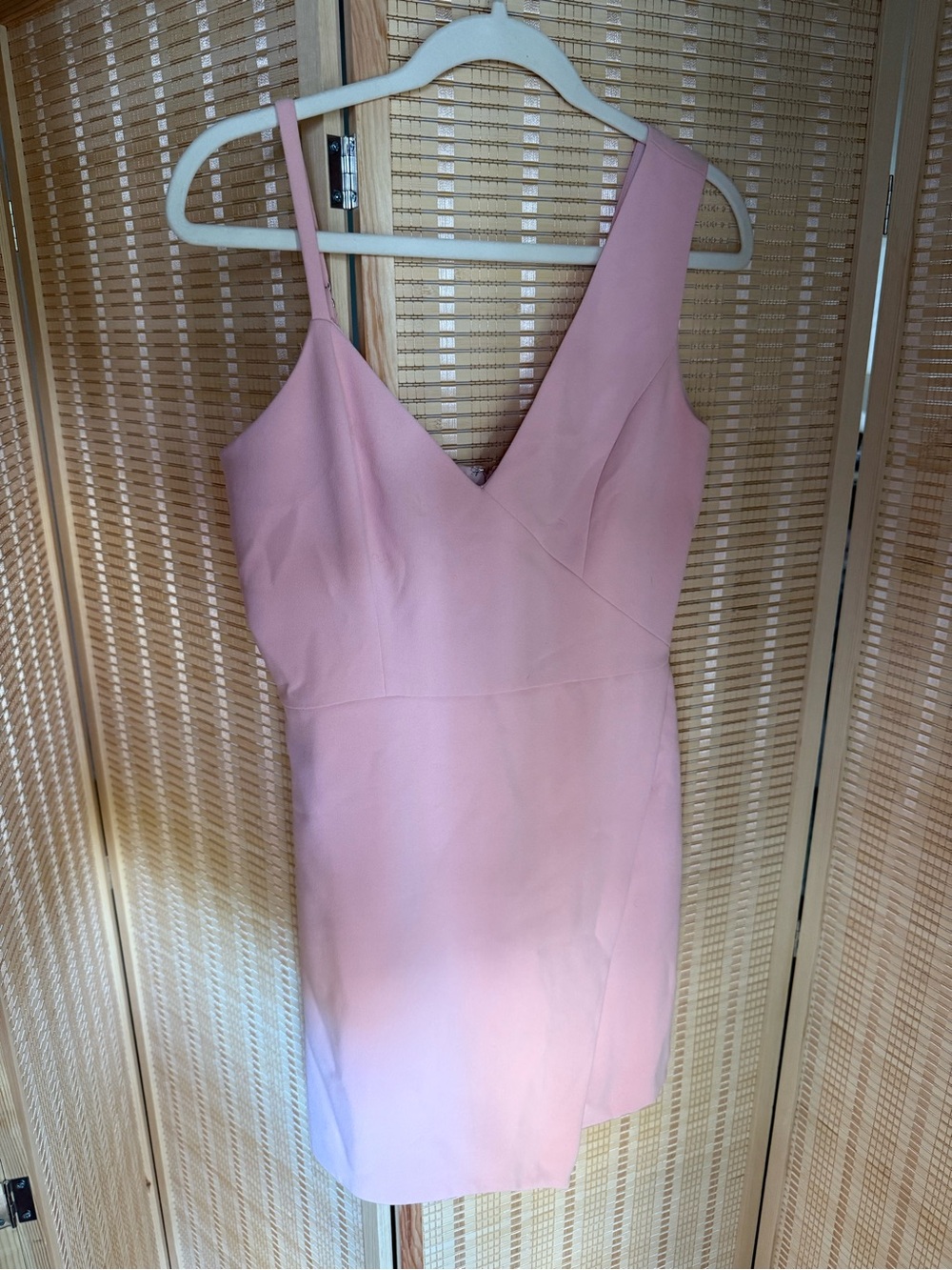 NBD Blush Pink Asymmetric Strap Mini Dress